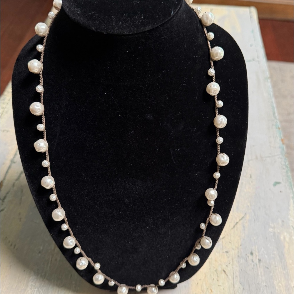 Delicate White Pearl Station Necklace - Timeless Elegance